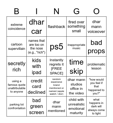 Dhar Mann Bingo v2 Bingo Card