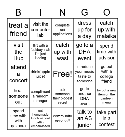 A2 BINGO Card