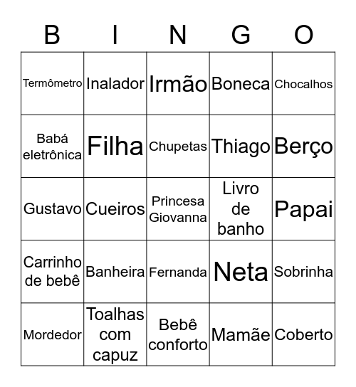 CHÁ DA GIOVANNA Bingo Card