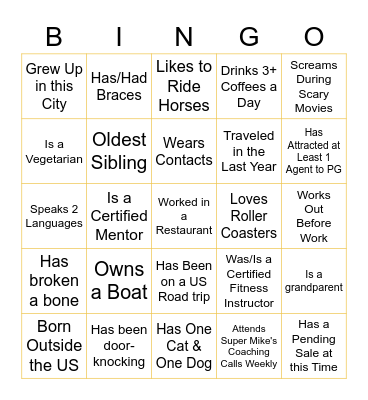 PREMIERE DAY NETWORKING BINGO Card
