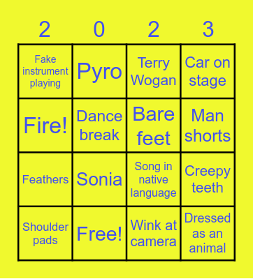 Eurovision Bingo Card