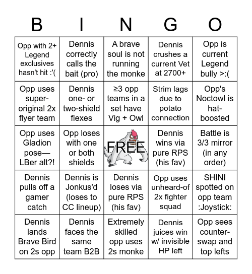 GBL Bingo: Sunshine Cup (feat. Dennis) Bingo Card