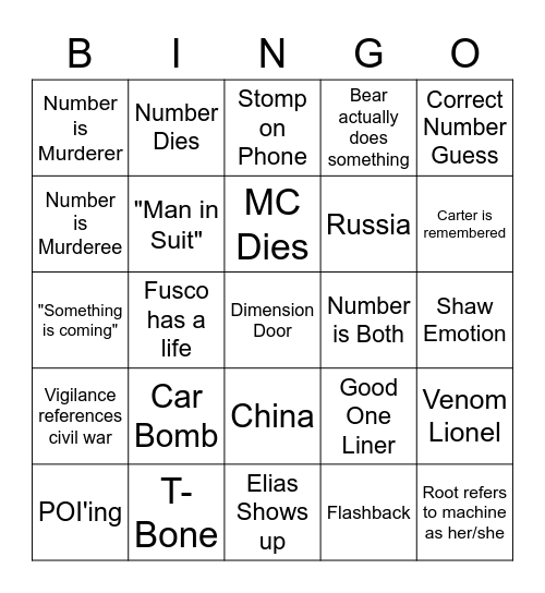 POI Bingo Card