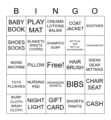 BABY SHOWER Bingo Card