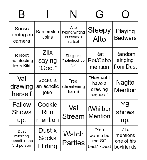 Empiressona VC bingo Card