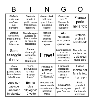 Family Bingo Card