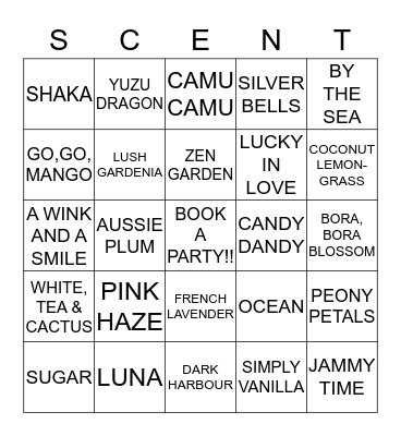 SCENT!!! Bingo Card