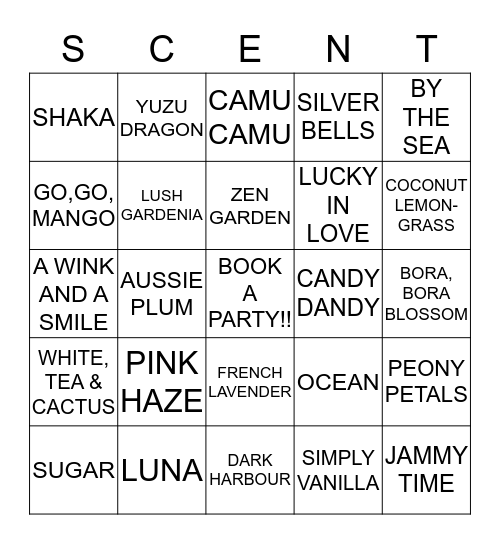 SCENT!!! Bingo Card