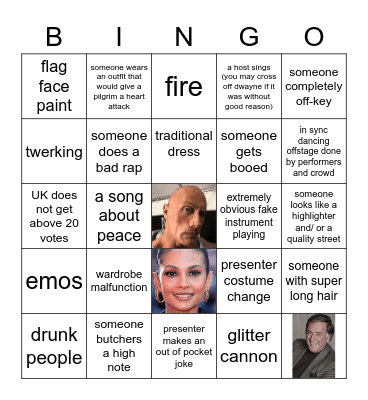 EUROVISION Bingo Card