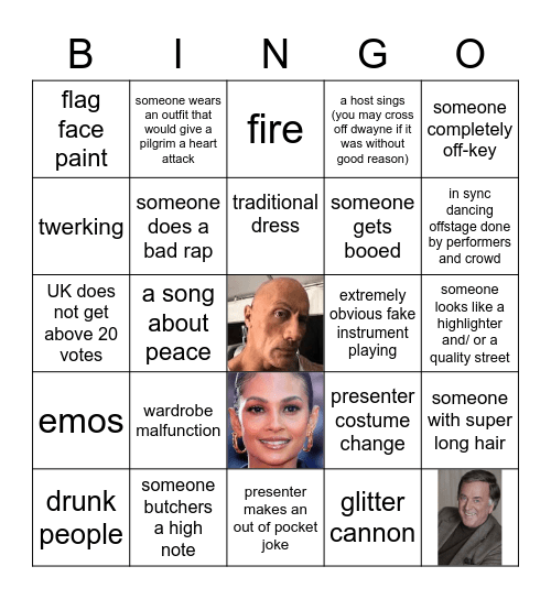 EUROVISION Bingo Card