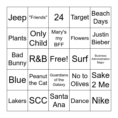 It's All About Melina Bingo Card