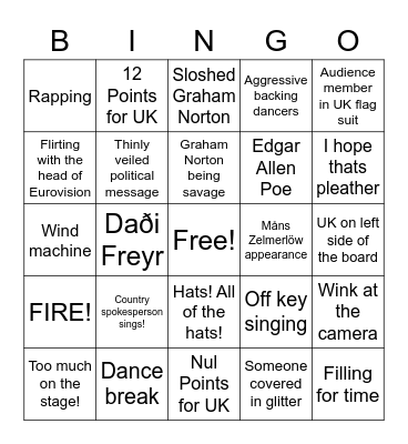 Eurovision 2023 biiiiiitcccchhh! Bingo Card