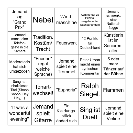 ESC Bingo Card