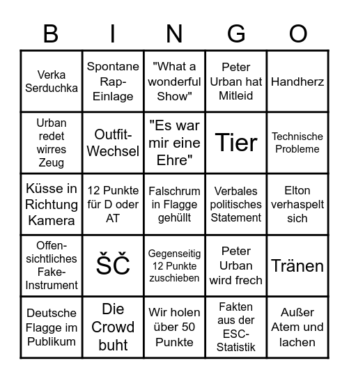 HerrFloeter ESC23 Bingo Card