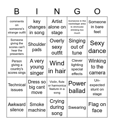 Eurovision Bingo Card