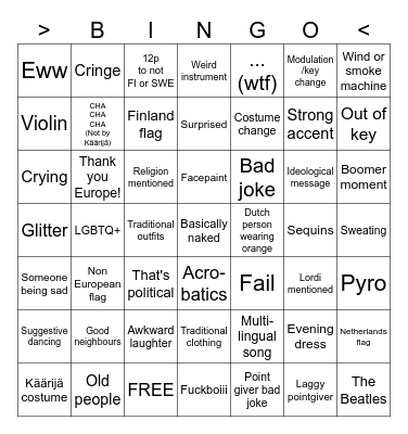 Korvfisk ESC FINALS bingo Card