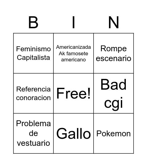 Eurovision Bingo Card