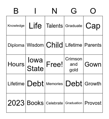 ISU 2023 Bingo Card