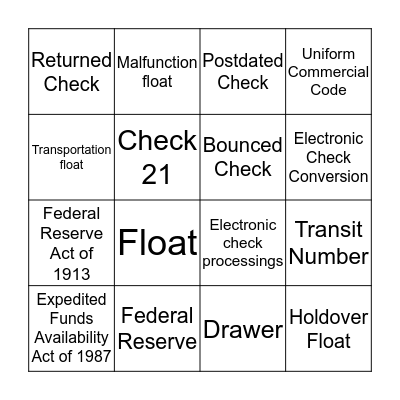 6.3 processing Checks Bingo Card