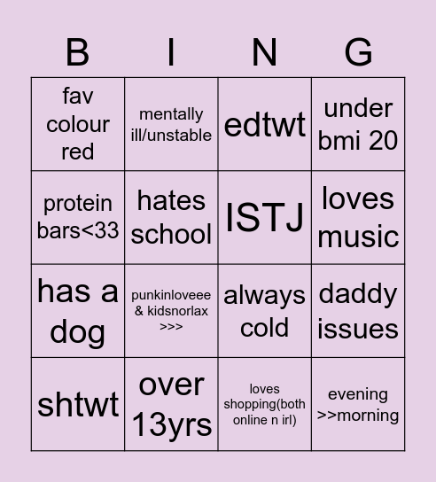 kira’s 𓆩♡𓆪 Bingo Card