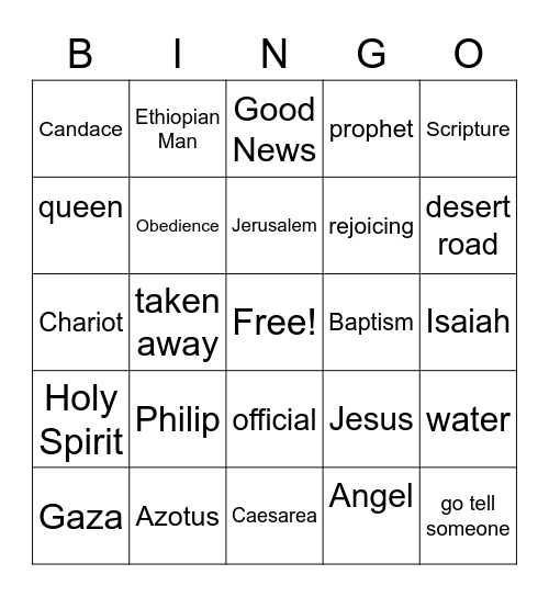 Philip and the Ethiopian Man Bingo Card