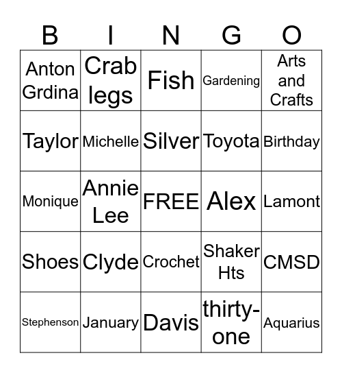 Birthday Bingo Card