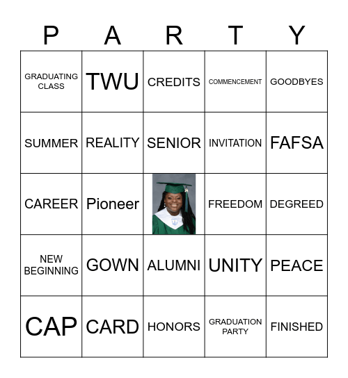 Rachael's Graduation Bingo Card