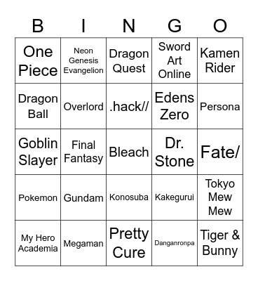 MCM Doujinshi Bingo Card