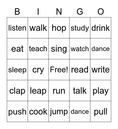 Irregular verbs (simple past) Bingo Card