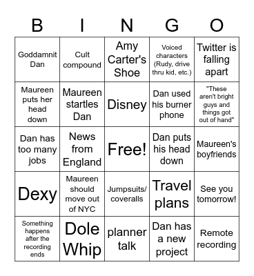Says Who Bingo Card