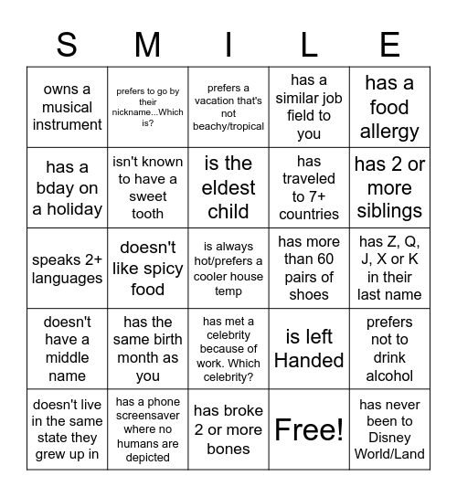 Someone who... Bingo Card