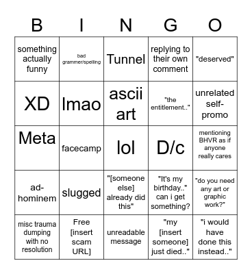 DBD YT Comment Bingo! Bingo Card