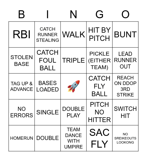 Rocket Bingo Card