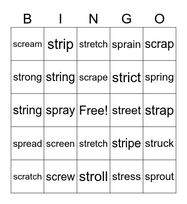 Sort 37 Triple R Blends-SCR,STR, SPR Bingo Card