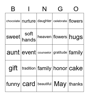 Happy Mothers Day 2023 Bingo Card