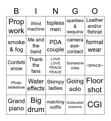 Eurovision 2024 Bingo Card