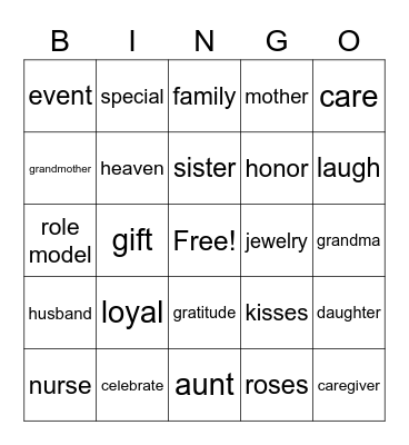 Mother's Day Bingo 2023 Bingo Card