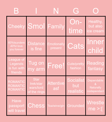 Are you my type? Bingo Card