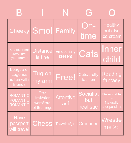 Are you my type? Bingo Card