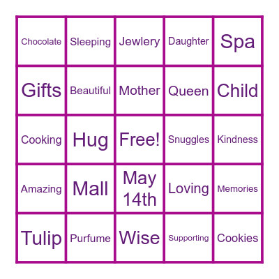 Mother's Day Bingo Card