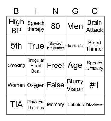 Stroke BINGO Card