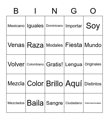 Internacionales por Bomba Estéreo Bingo Card