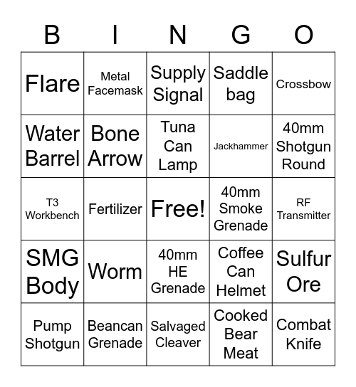 Rust Bingo Card