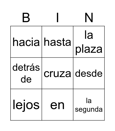 ¿por dónde? Bingo Card