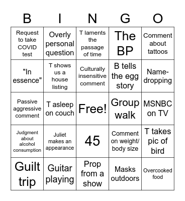 Mother's Week Bingo Card