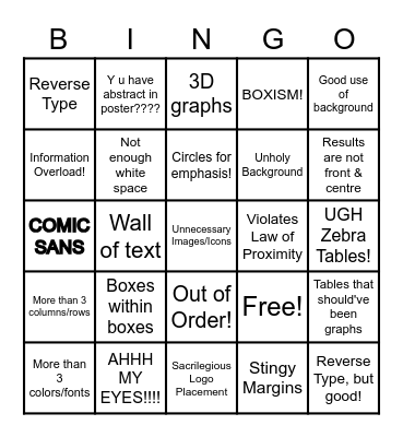 Bad Poster Bingo Card