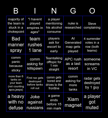Empies Bingo time Bingo Card
