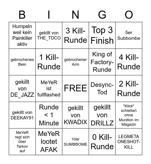 King of Factory-Bingo 14.05. Bingo Card