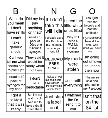 Stuff they say Bingo Card