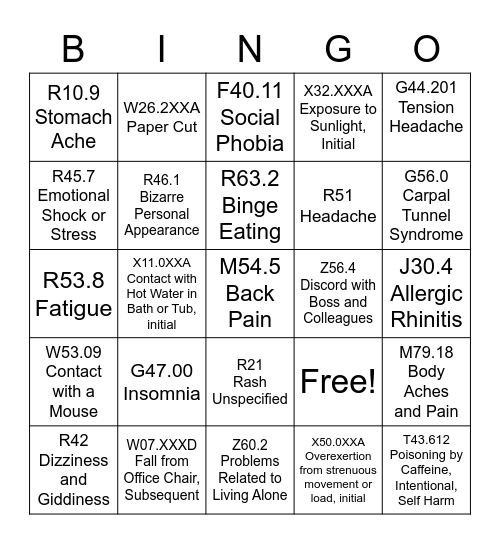 CODER BINGO Card